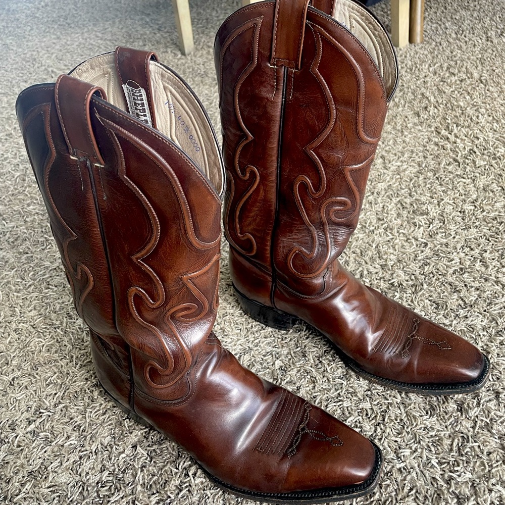 Sheplers El Dorado Medium Square Toe Western Cowboy Boots - Brown